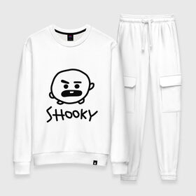 Женский костюм хлопок с принтом SHOOKY | BTS в Белгороде, 100% хлопок | на свитшоте круглая горловина, мягкая резинка по низу. Брюки заужены к низу, на них два вида карманов: два 