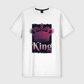 Мужская футболка хлопок Slim с принтом King Король Корона в Белгороде, 92% хлопок, 8% лайкра | приталенный силуэт, круглый вырез ворота, длина до линии бедра, короткий рукав | 23 февраля | chess | crown | duke | for man | gradient | king | man | pink | purple | russian | true king | tsar | всея руси | градиент | для мужчины | для парня | князь | настоящий король | парень | прикол | русский | русь | царевич | ца