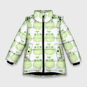 Зимняя куртка для девочек 3D с принтом лягушки-росточки в Белгороде, ткань верха — 100% полиэстер; подклад — 100% полиэстер, утеплитель — 100% полиэстер. | длина ниже бедра, удлиненная спинка, воротник стойка и отстегивающийся капюшон. Есть боковые карманы с листочкой на кнопках, утяжки по низу изделия и внутренний карман на молнии. 

Предусмотрены светоотражающий принт на спинке, радужный светоотражающий элемент на пуллере молнии и на резинке для утяжки. | животные | клубника | лягушка | милота | природа | росток