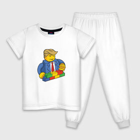 Детская пижама хлопок с принтом Lego Donald Trump - Президент Дональд Трамп конструктор в Белгороде, 100% хлопок |  брюки и футболка прямого кроя, без карманов, на брюках мягкая резинка на поясе и по низу штанин
 | Тематика изображения на принте: 45 президент | america | president | united states | usa | америка | байден | выборы | демократия | демократы | дональд трамп | конструктор | лего | миллионер | президент | прикол | республиканец | республиканцы