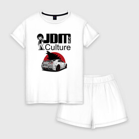 Женская пижама с шортиками хлопок с принтом jdm в Белгороде, 100% хлопок | футболка прямого кроя, шорты свободные с широкой мягкой резинкой | car | culture | godzilla | jdm | skyline | японская культура | японские автомобили