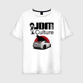 Женская футболка хлопок Oversize с принтом jdm в Белгороде, 100% хлопок | свободный крой, круглый ворот, спущенный рукав, длина до линии бедер
 | car | culture | godzilla | jdm | skyline | японская культура | японские автомобили
