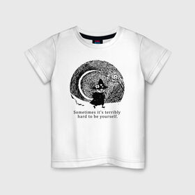Детская футболка хлопок с принтом Snafkin в Белгороде, 100% хлопок | круглый вырез горловины, полуприлегающий силуэт, длина до линии бедер | moominmamma | moominpappa | moomintroll | snafkin | муми тролль | муми цитаты | снусмумрик | цитаты