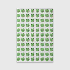Обложка для паспорта матовая кожа с принтом лягушки в Белгороде, натуральная матовая кожа | размер 19,3 х 13,7 см; прозрачные пластиковые крепления | Тематика изображения на принте: животные | лягушка | милота | природа