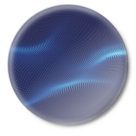 Значок с принтом 3D волна в Белгороде,  металл | круглая форма, металлическая застежка в виде булавки | Тематика изображения на принте: 3d | digital | волна | графика | звук | фракталы