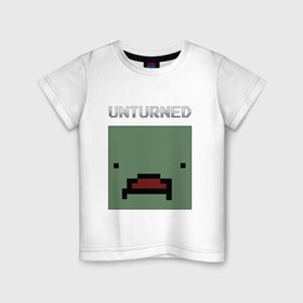 Детская футболка хлопок с принтом UNTURNED в Белгороде, 100% хлопок | круглый вырез горловины, полуприлегающий силуэт, длина до линии бедер | game | unturned | unturned 2 | zombie | айди предмета | антюрнед | зомби | игра | инди | кубы | нельсон.