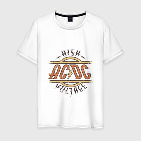 Мужская футболка хлопок с принтом AC DC | HIGH VOLTAGE в Белгороде, 100% хлопок | прямой крой, круглый вырез горловины, длина до линии бедер, слегка спущенное плечо. | ac dc | acdc | high | voltage | группы | метал | музыка | рок | хард рок | эйси диси | эйсидиси