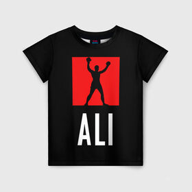 Детская футболка 3D с принтом Muhammad Ali в Белгороде, 100% гипоаллергенный полиэфир | прямой крой, круглый вырез горловины, длина до линии бедер, чуть спущенное плечо, ткань немного тянется | muhammad ali бокс легенда ринг чемпион