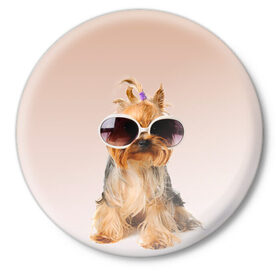 Значок с принтом собака в очках в Белгороде,  металл | круглая форма, металлическая застежка в виде булавки | лето | маленткая | мода | отдых | очки | собака | солнечные очки | солнцезащитные очки | хвостик