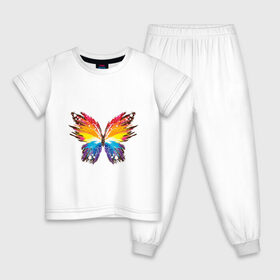 Детская пижама хлопок с принтом бабочка краской в Белгороде, 100% хлопок |  брюки и футболка прямого кроя, без карманов, на брюках мягкая резинка на поясе и по низу штанин
 | бабочка | беспозвоночные | брызги | градиент | краска | красочная | крылья | лето | мотыльки и бабочки | насекомое | насекомые | радуга | ярко