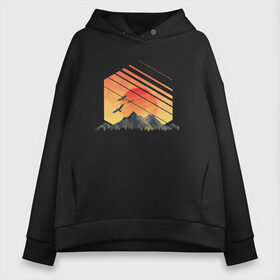 Женское худи Oversize хлопок с принтом Mountain Galaxy Sunset в Белгороде, френч-терри — 70% хлопок, 30% полиэстер. Мягкий теплый начес внутри —100% хлопок | боковые карманы, эластичные манжеты и нижняя кромка, капюшон на магнитной кнопке | Тематика изображения на принте: abstract | art | geometric | geometry | landscape | minimalism | sky | space | sun | абстракция | арт | векторный рисунок | восход | галактика | геометрия | гора | горный пейзаж | горы | закат | картина | космос | минимализм | небо