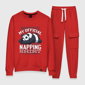 Женский костюм хлопок с принтом My Official Napping Shirt в Белгороде, 100% хлопок | на свитшоте круглая горловина, мягкая резинка по низу. Брюки заужены к низу, на них два вида карманов: два 