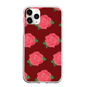 Чехол для iPhone 11 Pro матовый с принтом Розы на красном в Белгороде, Силикон |  | black | botany | flowers | pattern | plant | red | rose | white | белый | ботаника | красный | растение | роза | узор | цветы | черный