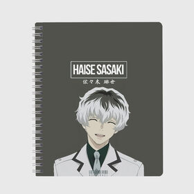 Тетрадь с принтом HAISE SASAKE Tokyo Ghoul в Белгороде, 100% бумага | 48 листов, плотность листов — 60 г/м2, плотность картонной обложки — 250 г/м2. Листы скреплены сбоку удобной пружинной спиралью. Уголки страниц и обложки скругленные. Цвет линий — светло-серый
 | anime | kaneki ken | tokyo ghoul | tokyo ghoul: re | аниме | анимэ | гули | джузо сузуя | канеки кен | кузен йошимура | наки | нишики нишио | ре | ренджи йомо | ризе камиширо | токийский гуль | тоука киришима | ута