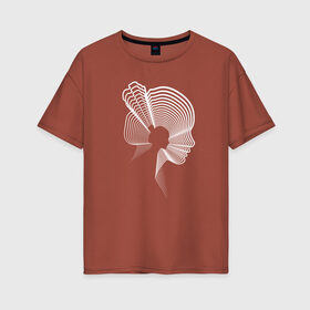 Женская футболка хлопок Oversize с принтом девушка контур в Белгороде, 100% хлопок | свободный крой, круглый ворот, спущенный рукав, длина до линии бедер
 | девушка | контур | линия | очертание | силуэт