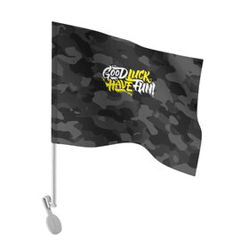Флаг для автомобиля с принтом GLHF [ГЛХФ] Камуфляж в Белгороде, 100% полиэстер | Размер: 30*21 см | glhf | good luck | have fun | глхф | гуд лак | камуфляж черный | хев фан