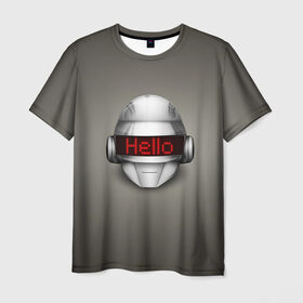 Мужская футболка 3D с принтом Daft Punk Hello в Белгороде, 100% полиэфир | прямой крой, круглый вырез горловины, длина до линии бедер | ги мануэль де омем кристо | ню диско | синти поп | техно | тома бангальтер | фанк | французский хаус | электроник рок