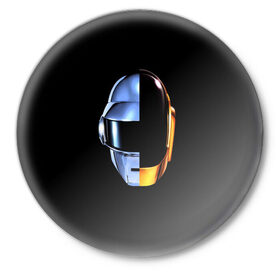 Значок с принтом Daft Punk в Белгороде,  металл | круглая форма, металлическая застежка в виде булавки | ги мануэль де омем кристо | ню диско | синти поп | техно | тома бангальтер | фанк | французский хаус | электроник рок