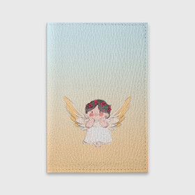 Обложка для паспорта матовая кожа с принтом акварельный ангелок в Белгороде, натуральная матовая кожа | размер 19,3 х 13,7 см; прозрачные пластиковые крепления | акварель | ангел | ангелок | ангелочек | крылья | купидон | милашка | персонаж | рисунок | чиби