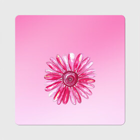 Магнит виниловый Квадрат с принтом розовая ромашка в Белгороде, полимерный материал с магнитным слоем | размер 9*9 см, закругленные углы | Тематика изображения на принте: акварель | арт | весна | гортензия | лето | природа | рисунок | розовый | ромашка | свежесть | цветок | цветы | яркий | ярко