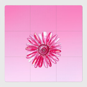 Магнитный плакат 3Х3 с принтом розовая ромашка в Белгороде, Полимерный материал с магнитным слоем | 9 деталей размером 9*9 см | Тематика изображения на принте: акварель | арт | весна | гортензия | лето | природа | рисунок | розовый | ромашка | свежесть | цветок | цветы | яркий | ярко