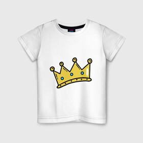 Детская футболка хлопок с принтом корона рисунок в Белгороде, 100% хлопок | круглый вырез горловины, полуприлегающий силуэт, длина до линии бедер | босс | власть | королева | король | корона | рисунок | самолюбие | царевич | царевна | царь