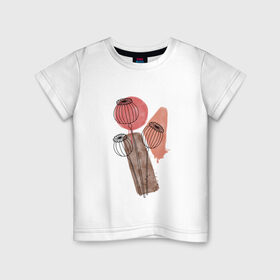 Детская футболка хлопок с принтом Маки в Белгороде, 100% хлопок | круглый вырез горловины, полуприлегающий силуэт, длина до линии бедер | акварель | коричневый | красный | маки | растения | сухоцветы | цветы