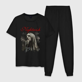Мужская пижама хлопок с принтом Nightwish | Найтвиш Марко (Z) в Белгороде, 100% хлопок | брюки и футболка прямого кроя, без карманов, на брюках мягкая резинка на поясе и по низу штанин
 | marco | music | nightwish | nuclear blast | rock | spinefarm | лого | марко | марко хиетала | музыка | найтвиш | рок | симфоник метал | тарья турунен | флор янсен | хиетала