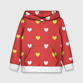 Детская толстовка 3D с принтом Сердечки на красном паттерн в Белгороде, 100% полиэстер | двухслойный капюшон со шнурком для регулировки, мягкие манжеты на рукавах и по низу толстовки, спереди карман-кенгуру с мягким внутренним слоем | background | design | fabric | heart | love | pattern | red | romance | romantic | seamless | valentine | красный | любовь | рисунок | романтика | сердце | узор