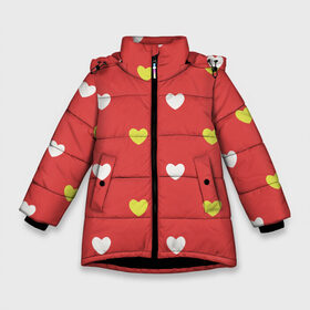 Зимняя куртка для девочек 3D с принтом Сердечки на красном паттерн в Белгороде, ткань верха — 100% полиэстер; подклад — 100% полиэстер, утеплитель — 100% полиэстер. | длина ниже бедра, удлиненная спинка, воротник стойка и отстегивающийся капюшон. Есть боковые карманы с листочкой на кнопках, утяжки по низу изделия и внутренний карман на молнии. 

Предусмотрены светоотражающий принт на спинке, радужный светоотражающий элемент на пуллере молнии и на резинке для утяжки. | Тематика изображения на принте: background | design | fabric | heart | love | pattern | red | romance | romantic | seamless | valentine | красный | любовь | рисунок | романтика | сердце | узор