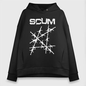 Женское худи Oversize хлопок с принтом SCUM в Белгороде, френч-терри — 70% хлопок, 30% полиэстер. Мягкий теплый начес внутри —100% хлопок | боковые карманы, эластичные манжеты и нижняя кромка, капюшон на магнитной кнопке | action | game | scum | tec1 | выживание | выжить | ресурсы | скам игра | тюремная