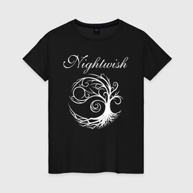 Женская футболка хлопок с принтом NIGHTWISH в Белгороде, 100% хлопок | прямой крой, круглый вырез горловины, длина до линии бедер, слегка спущенное плечо | metal | nightwish | tarja turunen | метал | музыка | найтвиш | рок | симфо метал | тарья турунен