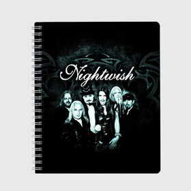 Тетрадь с принтом NIGHTWISH в Белгороде, 100% бумага | 48 листов, плотность листов — 60 г/м2, плотность картонной обложки — 250 г/м2. Листы скреплены сбоку удобной пружинной спиралью. Уголки страниц и обложки скругленные. Цвет линий — светло-серый
 | Тематика изображения на принте: metal | nightwish | tarja turunen | метал | музыка | найтвиш | рок | симфо метал | тарья турунен