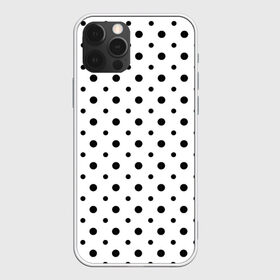 Чехол для iPhone 12 Pro Max с принтом Точки черные на белом в Белгороде, Силикон |  | abstract | background | black | geometric | pattern | spot | texture | various | wrapping | горошек | крапинки | пятнаround | разные  узор | точки | черные
