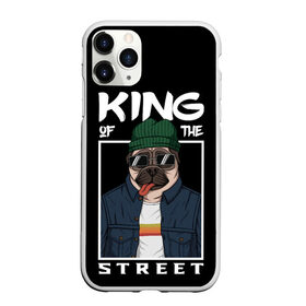 Чехол для iPhone 11 Pro матовый с принтом King Street в Белгороде, Силикон |  | animal | art | brutal | dog | illustration | king | of | pug | street | the | арт | брутальный | бульдог | в | животное | зверь | король | надпись | одежде | очках | пёс | рамка | собака | текст | улиц | улицы | уличный | шапке