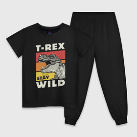 Детская пижама хлопок с принтом T-rex wild в Белгороде, 100% хлопок |  брюки и футболка прямого кроя, без карманов, на брюках мягкая резинка на поясе и по низу штанин
 | Тематика изображения на принте: dino | t rex | wild | дино | динозавр | закат | зверь | хищник