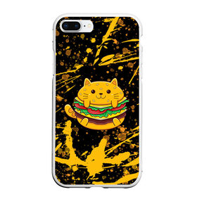 Чехол для iPhone 7Plus/8 Plus матовый с принтом Котобургер в Белгороде, Силикон | Область печати: задняя сторона чехла, без боковых панелей | брызги | булка | бургер кот | буттерброд | гамбургер | желтый | котенок | котик | котобургер | краски | оранжевый | сендвич | фаст фуд | чизбургер