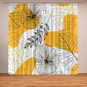 Фотошторы Цветы: в Белгороде, Блэкаут (светозащита 90%) / Габардин (светозащита 40% | 2 полотна шириной по 145 см; Высота 200-300 см; Крепление: шторная лента (на крючки); | flowers | герберы | контур | легкие | лилии | мягкие | роза | ромашка | тренд | цветы