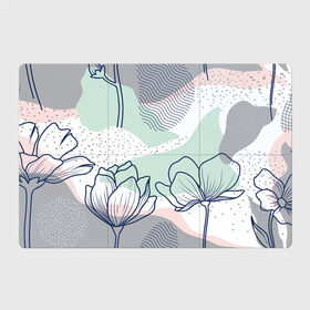 Магнитный плакат 3Х2 с принтом Цветы в Белгороде, Полимерный материал с магнитным слоем | 6 деталей размером 9*9 см | flowers | герберы | контур | легкие | лилии | мягкие | роза | ромашка | тренд | цветы