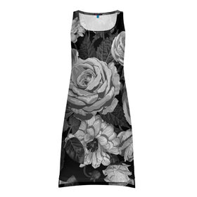 Платье-майка 3D с принтом Розы в Белгороде, 100% полиэстер | полуприлегающий силуэт, широкие бретели, круглый вырез горловины, удлиненный подол сзади. | flowers | герберы | контур | легкие | лилии | мягкие | роза | ромашка | тренд | цветы