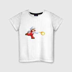Детская футболка хлопок с принтом Mario в Белгороде, 100% хлопок | круглый вырез горловины, полуприлегающий силуэт, длина до линии бедер | dendy | games | mario | sega | лето 2021 | марио