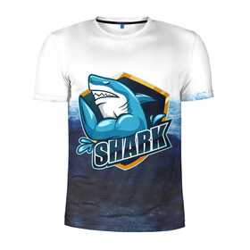 Мужская футболка 3D спортивная с принтом Акула в Белгороде, 100% полиэстер с улучшенными характеристиками | приталенный силуэт, круглая горловина, широкие плечи, сужается к линии бедра | ocean | shark | акула | млекопитающие | море | океан