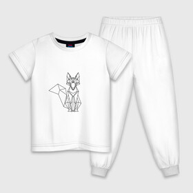 Детская пижама хлопок с принтом Лиса оригами в Белгороде, 100% хлопок |  брюки и футболка прямого кроя, без карманов, на брюках мягкая резинка на поясе и по низу штанин
 | Тематика изображения на принте: геометрическая лиса | кицунэ | лиса | лисичка | оригами | рыжая