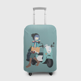 Чехол для чемодана 3D с принтом Рин Сима в Белгороде, 86% полиэфир, 14% спандекс | двустороннее нанесение принта, прорези для ручек и колес | anime | yuru camp | аниме | анимэ | лагерь на свежем воздухе | надэсико | рин | фудзи