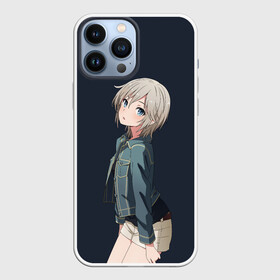 Чехол для iPhone 13 Pro Max с принтом Аниме Тян в джинсовке в Белгороде,  |  | anime | denim jacket | eyes | girl | shorts | teen | teenager | аниме | глаза | девочка | джинсовка | подросток | тинейджер | тян | шорты