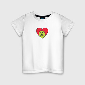 Детская футболка хлопок с принтом Сердечко в Белгороде, 100% хлопок | круглый вырез горловины, полуприлегающий силуэт, длина до линии бедер | love | любовь | отношения | сердечко | сердце | человечек | чувства