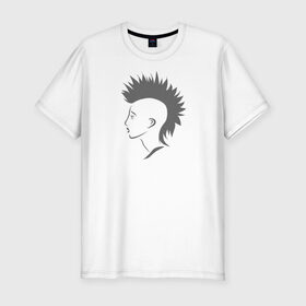 Мужская футболка хлопок Slim с принтом ирокез в Белгороде, 92% хлопок, 8% лайкра | приталенный силуэт, круглый вырез ворота, длина до линии бедра, короткий рукав | punk | волосы | девушка | ирокез | красивая | лицо | панк | протест | профиль | рок | свобода | эпатаж