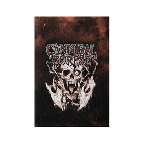 Обложка для паспорта матовая кожа с принтом Cannibal Corpse в Белгороде, натуральная матовая кожа | размер 19,3 х 13,7 см; прозрачные пластиковые крепления | Тематика изображения на принте: canibal corpse | cannibal corpse | death metal | группы | дэт метал | канибал корпс | метал | рок