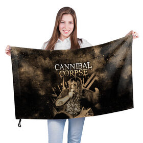 Флаг 3D с принтом Cannibal Corpse в Белгороде, 100% полиэстер | плотность ткани — 95 г/м2, размер — 67 х 109 см. Принт наносится с одной стороны | canibal corpse | cannibal corpse | death metal | группы | дэт метал | канибал корпс | метал | рок