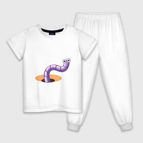 Детская пижама хлопок с принтом Червяк в Белгороде, 100% хлопок |  брюки и футболка прямого кроя, без карманов, на брюках мягкая резинка на поясе и по низу штанин
 | worm | насекомое | черви | червь | червяк | червячок